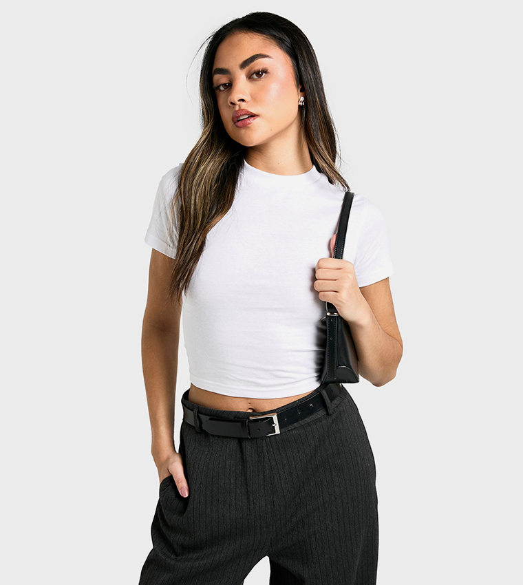 Solid Short Sleeves Crop T-Shirt