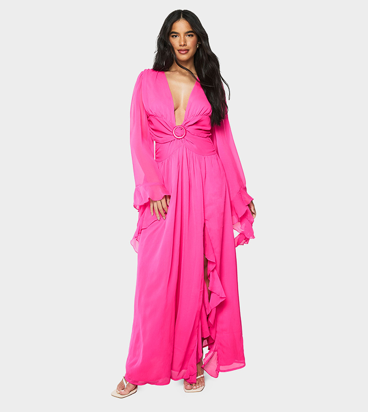 Chiffon Cut-Out Maxi Dress