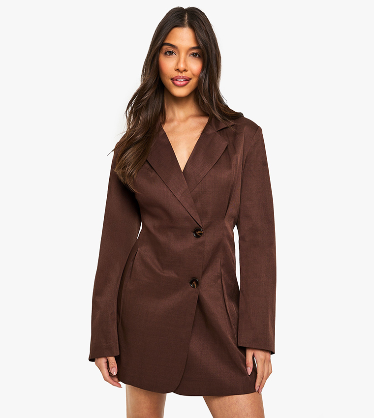 Hook and Eye Cinched Blazer Dress