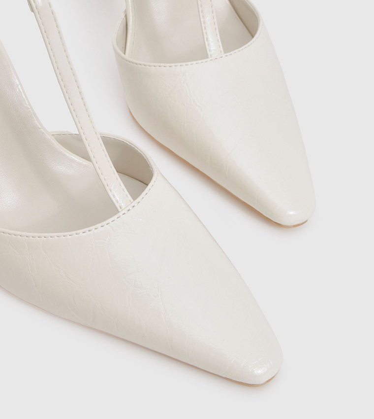 T-Bar Detail Pointed Toe Heel Pumps