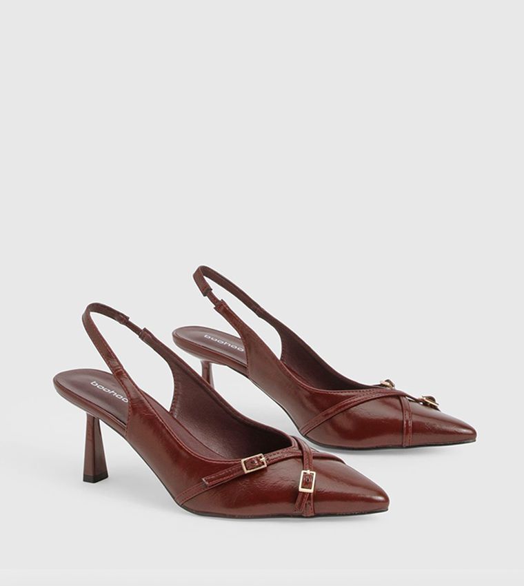 Buckle Crossover Slingback Pumps