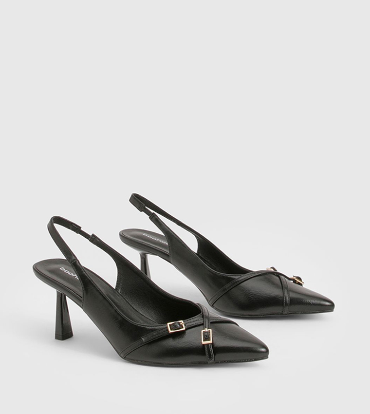 Buckle Crossover Slingback Pumps
