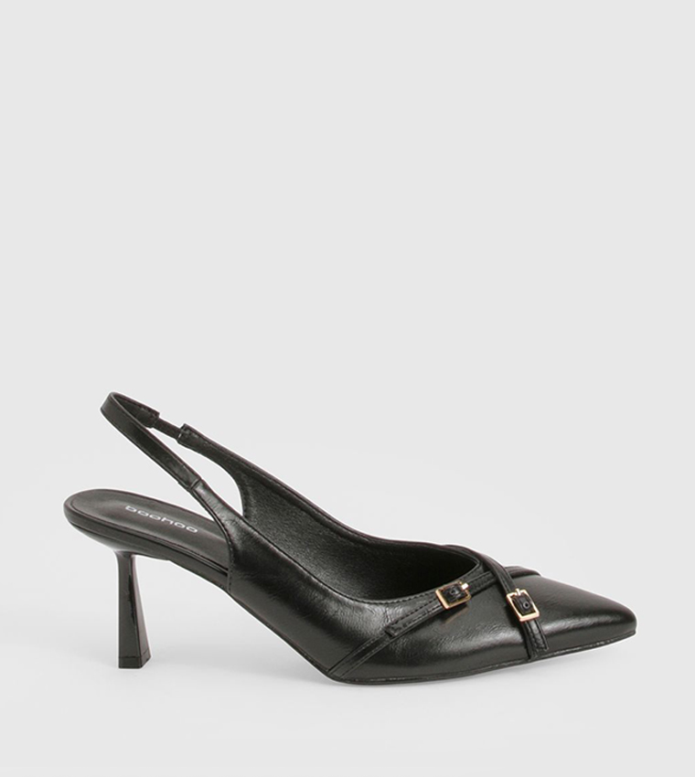 Buckle Crossover Slingback Pumps