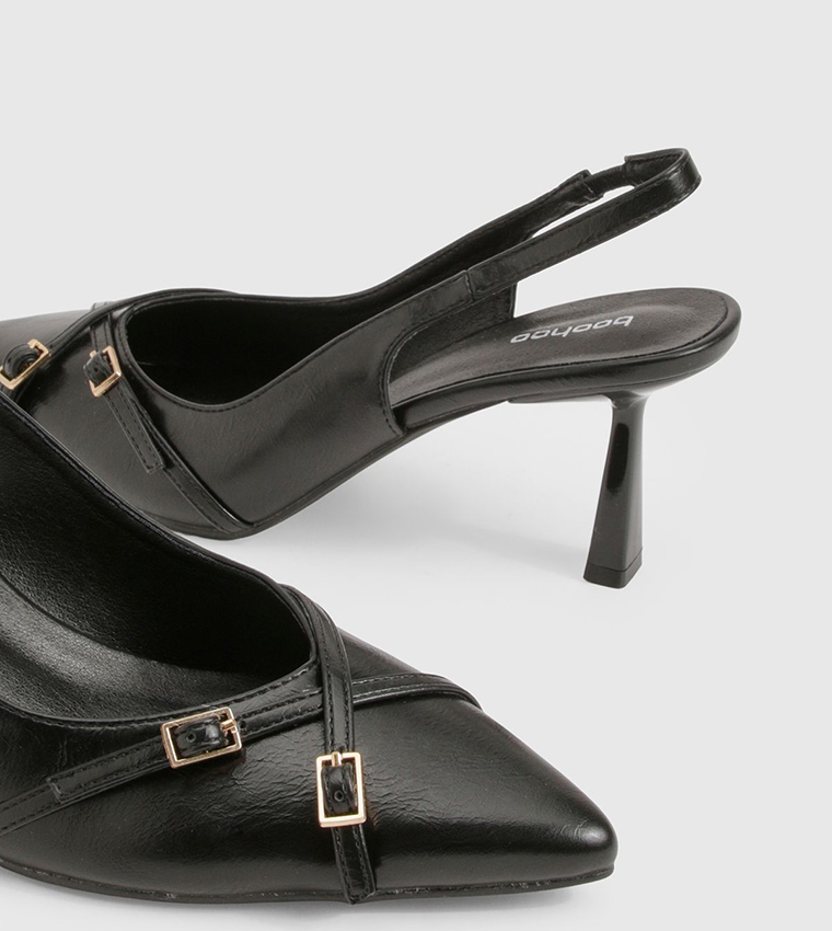 Buckle Crossover Slingback Pumps