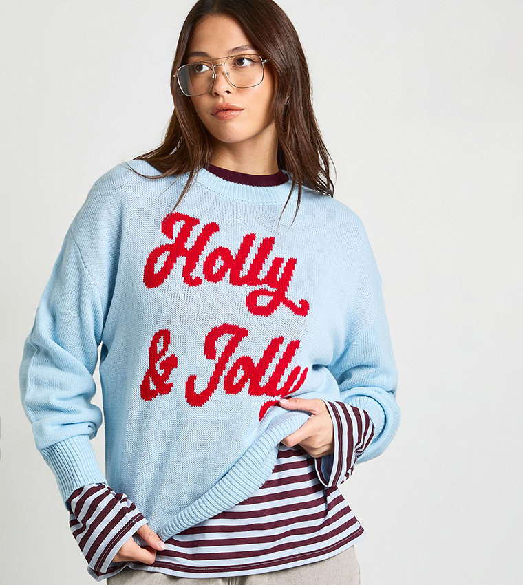 Holly & Jolly Christmas Crew Neck Oversized Sweater