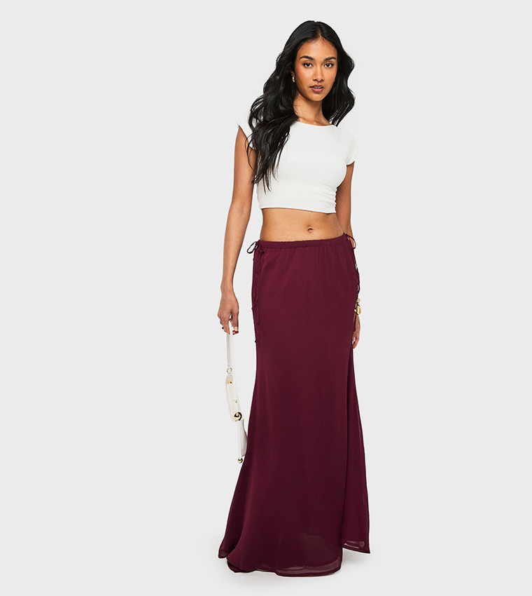 High Waist Chiffon Maxi Skirt