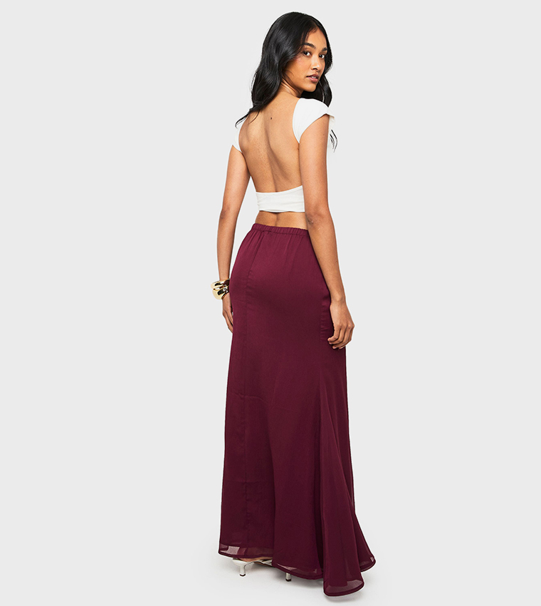 High Waist Chiffon Maxi Skirt