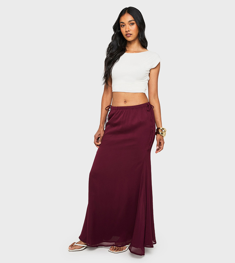 High Waist Chiffon Maxi Skirt