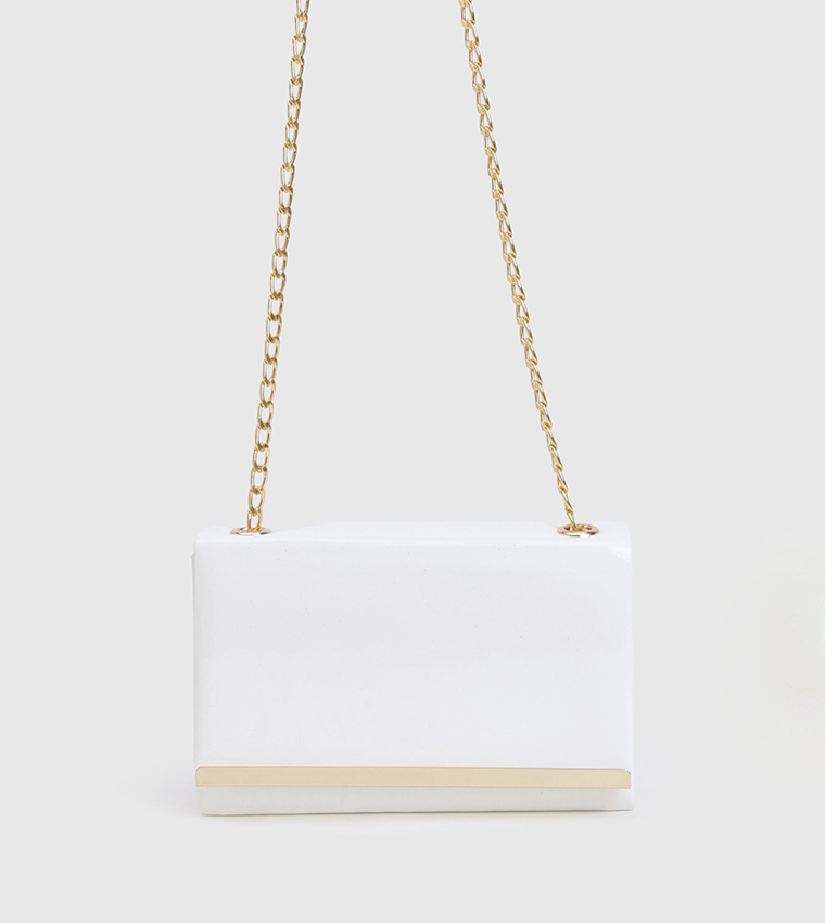 Structured Hardware Detail Clutch Bag with Sling