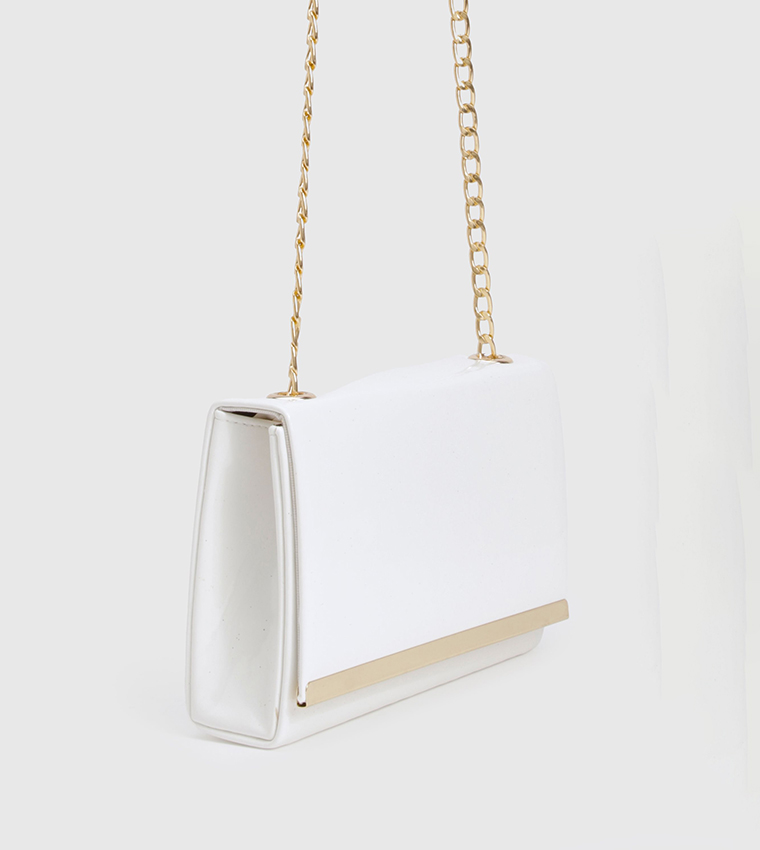 Structured Hardware Detail Clutch Bag with Sling