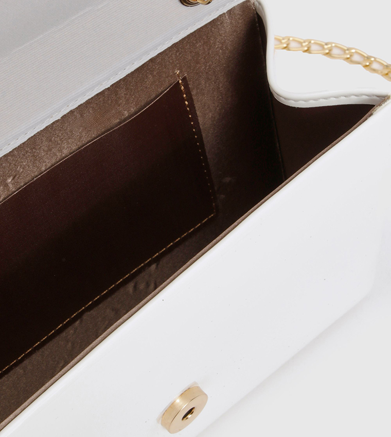 Structured Hardware Detail Clutch Bag with Sling