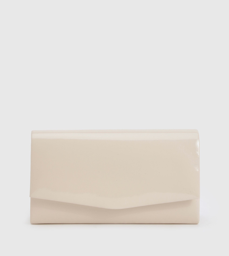 Structured Patent Clutch Bag with Sling