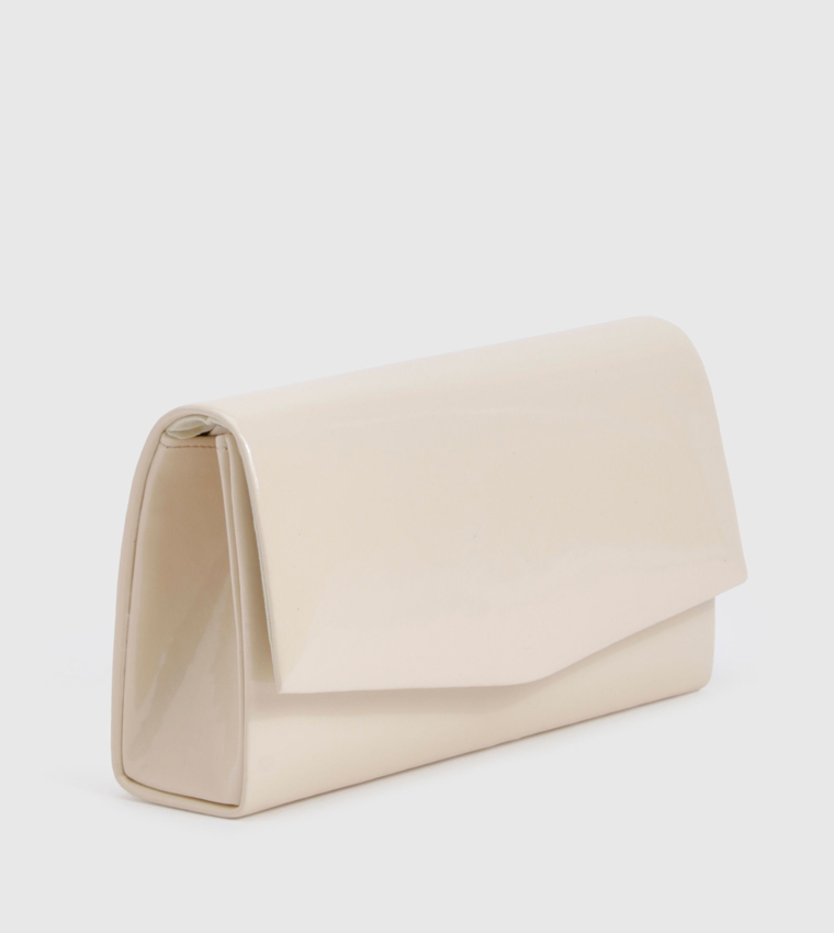Structured Patent Clutch Bag with Sling
