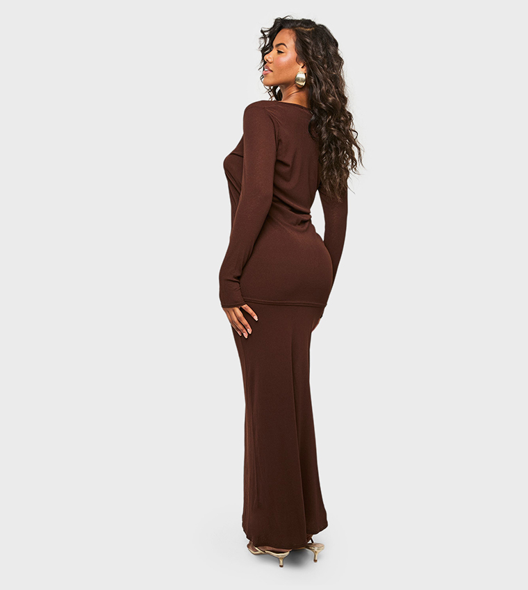 Double Layer Long Sleeves Maxi Dress