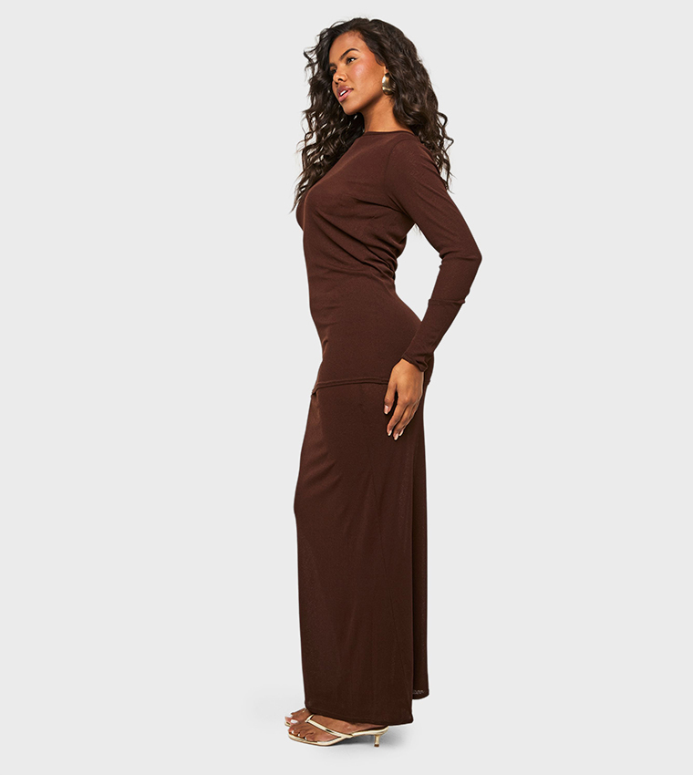 Double Layer Long Sleeves Maxi Dress