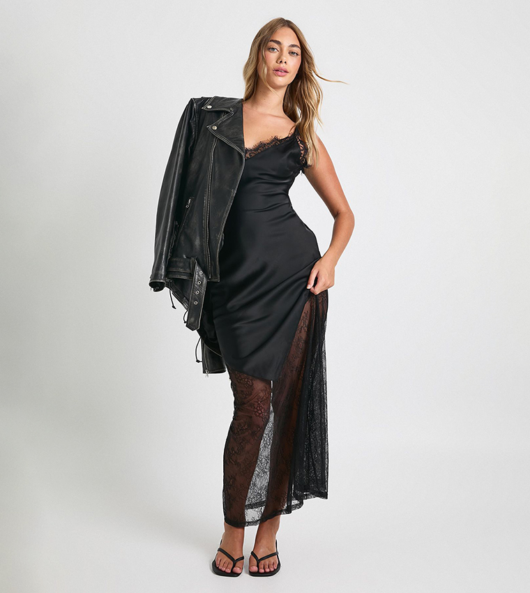 Strappy Lace Hem Slip Maxi Dress