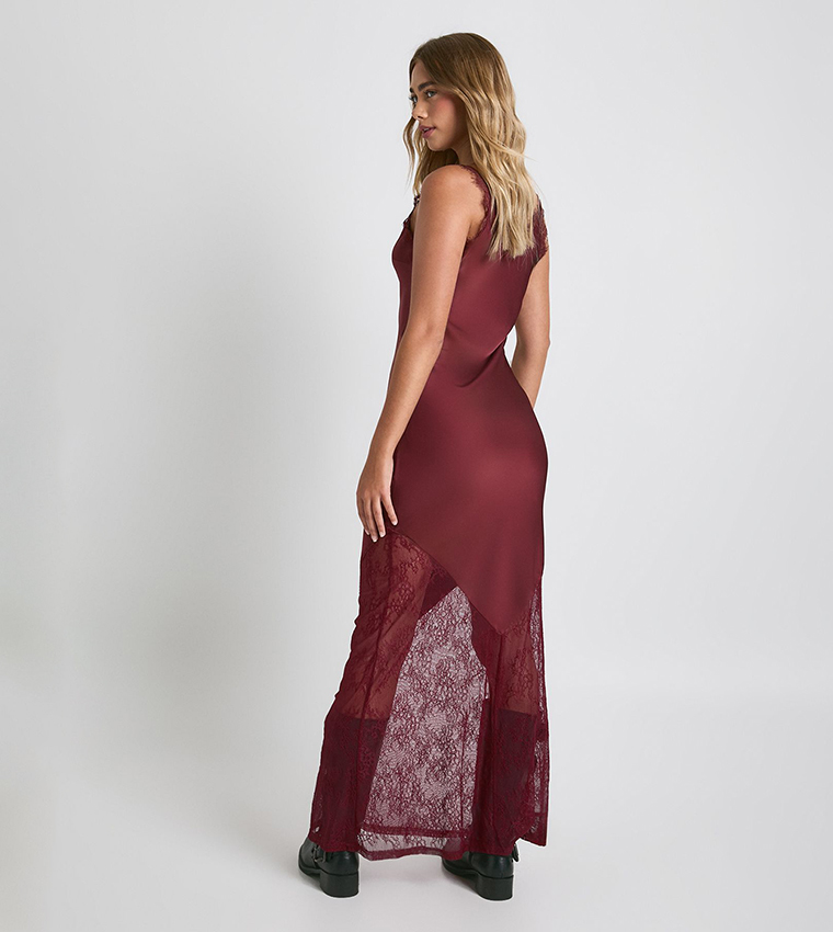 Strappy Lace Hem Slip Maxi Dress