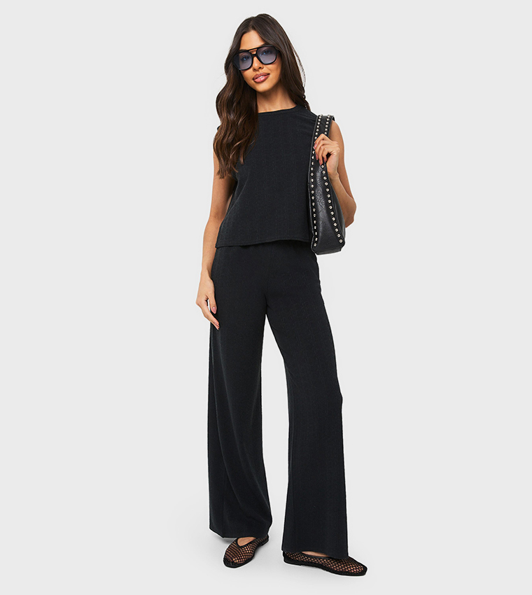 Crinkle Textured Sleeveless Top