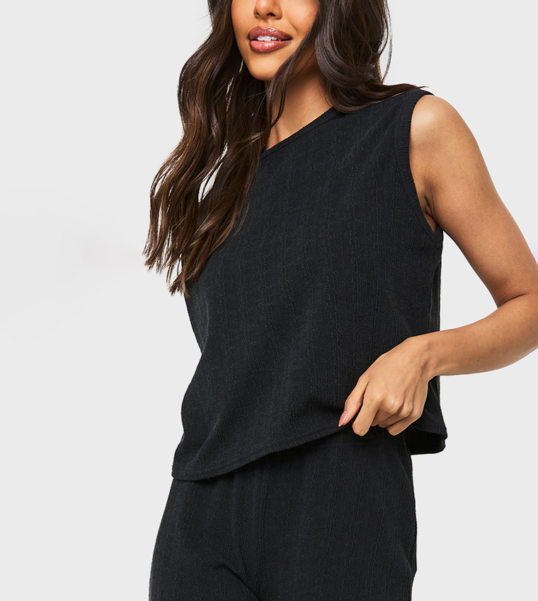 Crinkle Textured Sleeveless Top