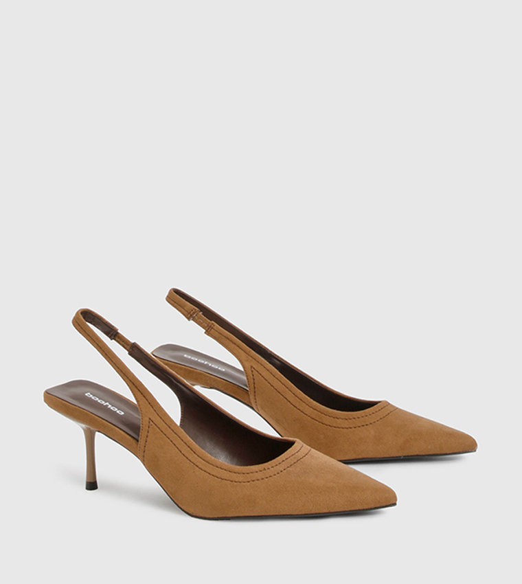 حذاء كعب شامواه صناعي بحزام خلفي 