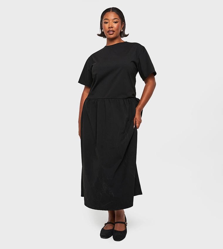 Curve Drop Hem Maxi Smock Dress