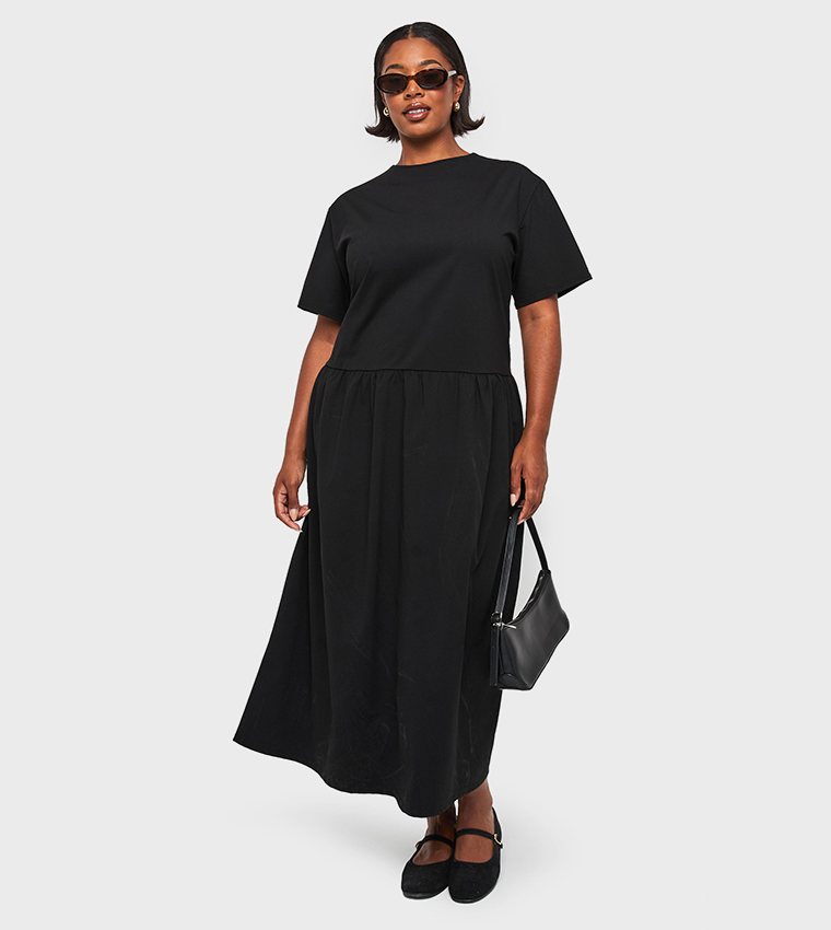 Curve Drop Hem Maxi Smock Dress