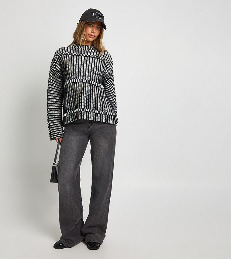 Chunky Knit High Neck Oversized Sweater