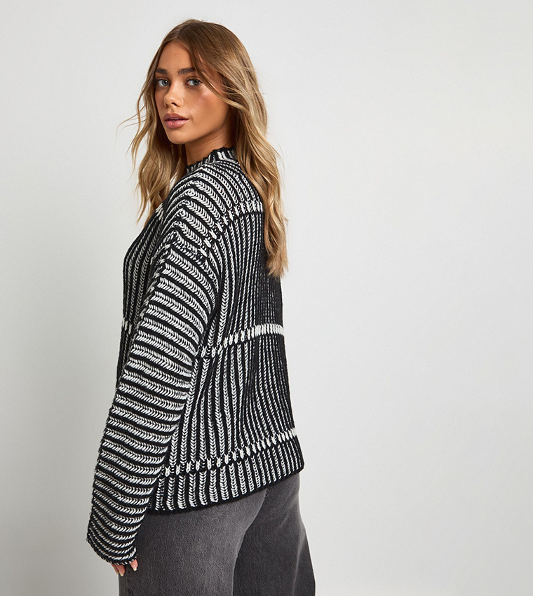 Chunky Knit High Neck Oversized Sweater