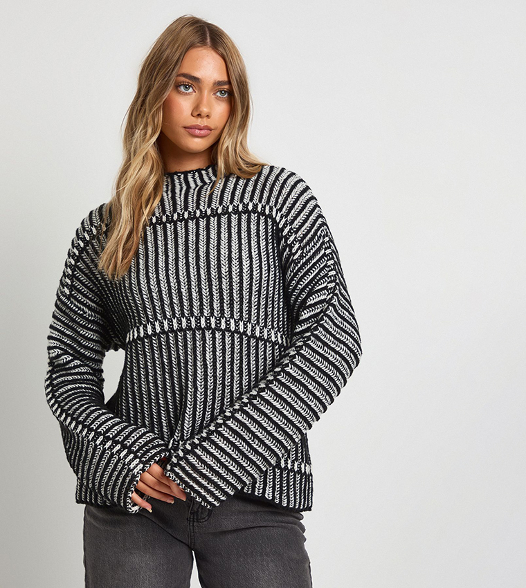 Chunky Knit High Neck Oversized Sweater