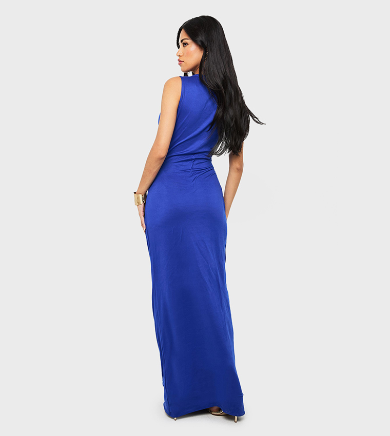 Gold Trim Wrap Detail Maxi Dress