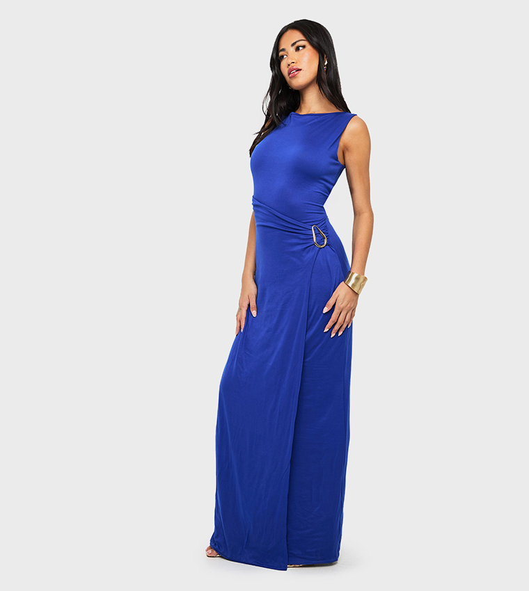 Gold Trim Wrap Detail Maxi Dress