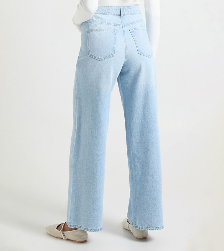 بنطال جينز مغسول بخصر عالي