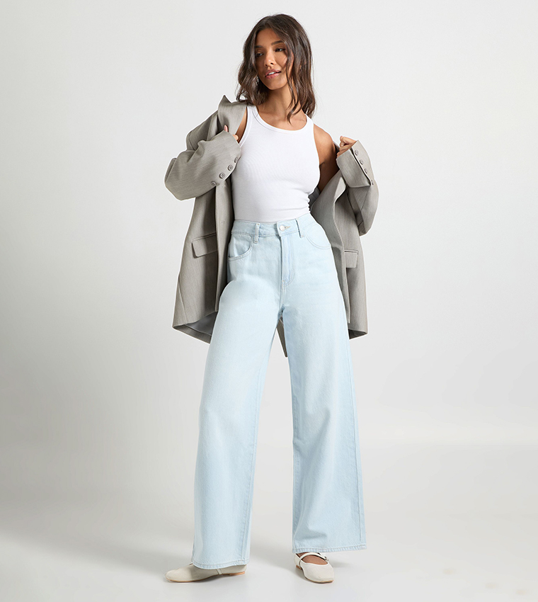 Washed High Waist Wide Leg Jeans