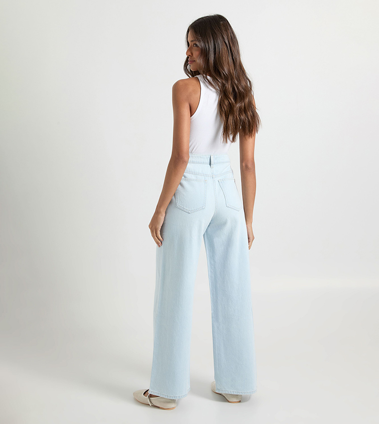 Washed High Waist Wide Leg Jeans