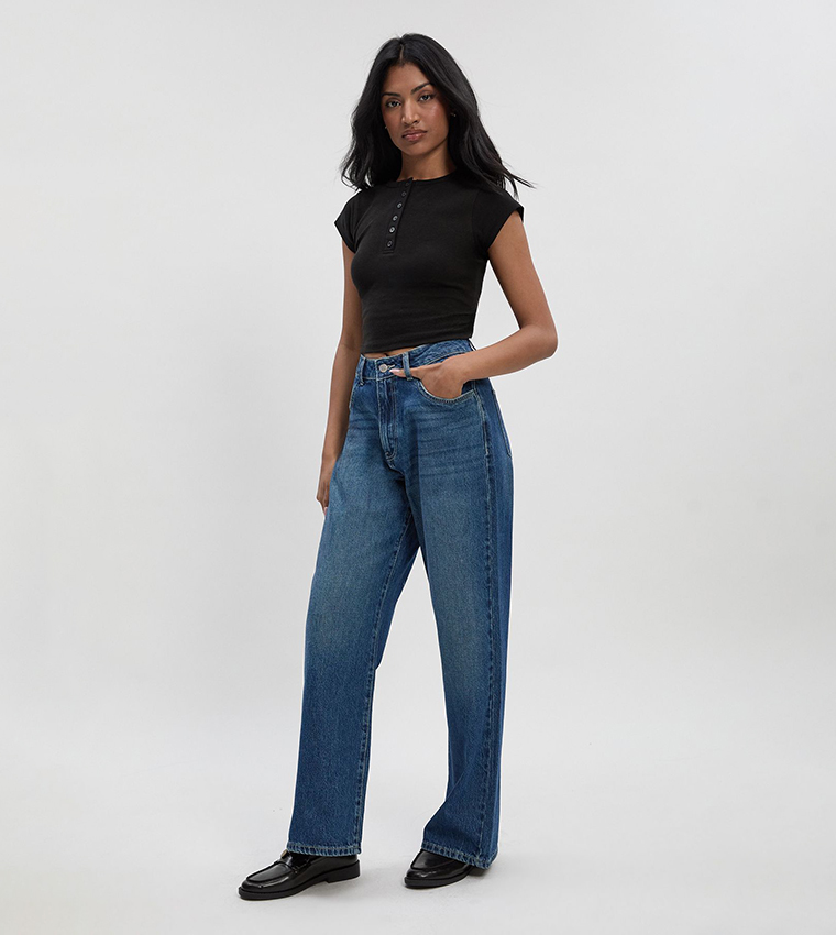 بنطال جينز بخصر عالي 