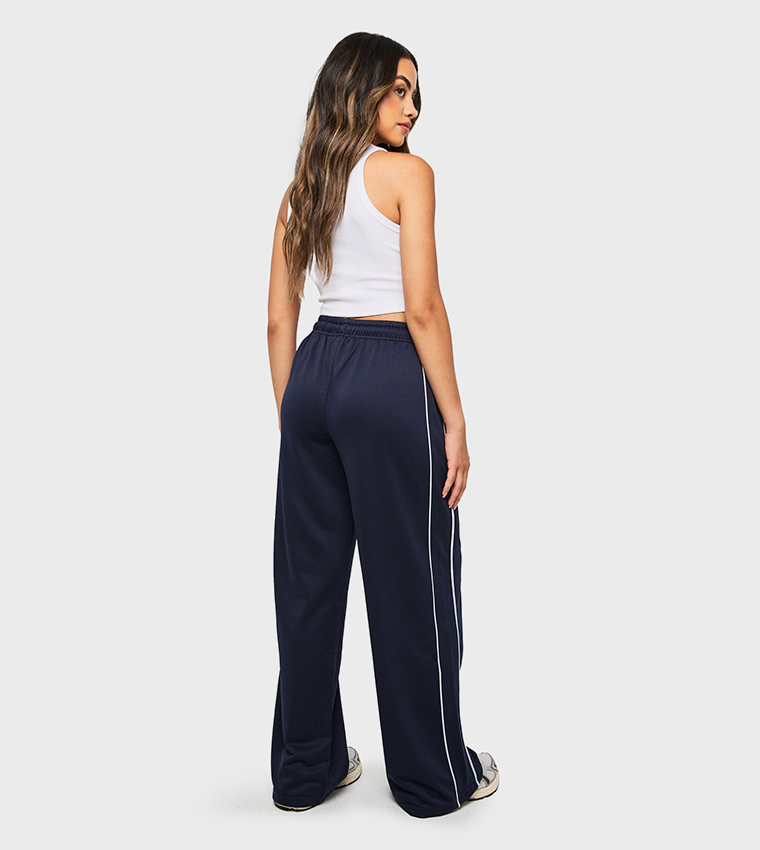 Tricot Side Piping Wide Leg Sweatpants