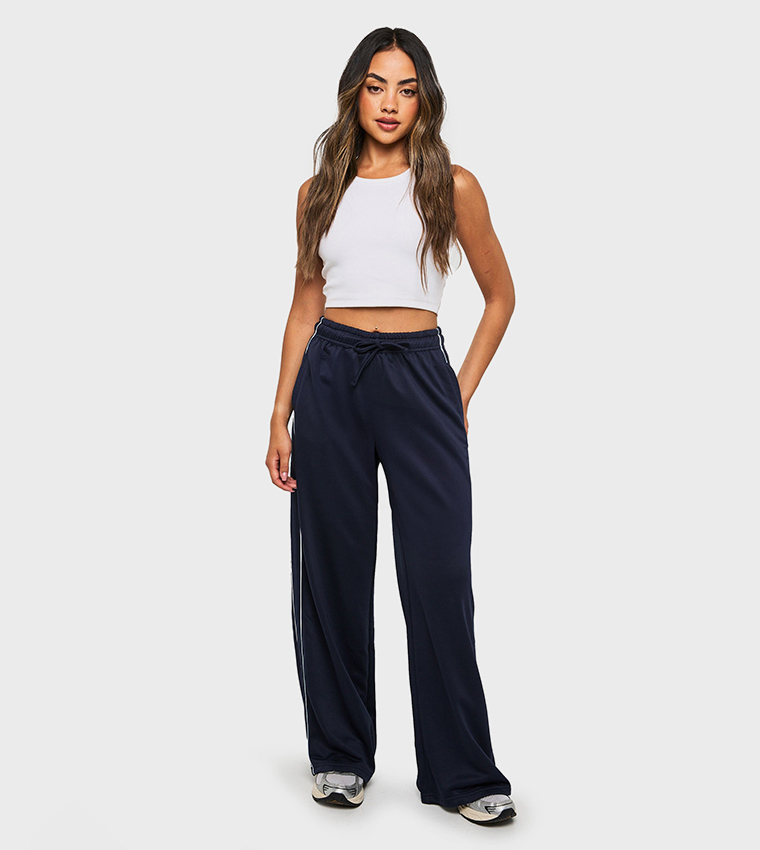 Tricot Side Piping Wide Leg Sweatpants