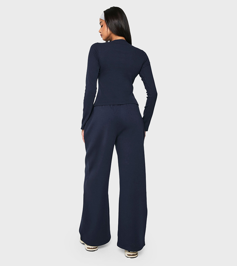 Ribbed Button Through Long Sleeves Co-Ord Set