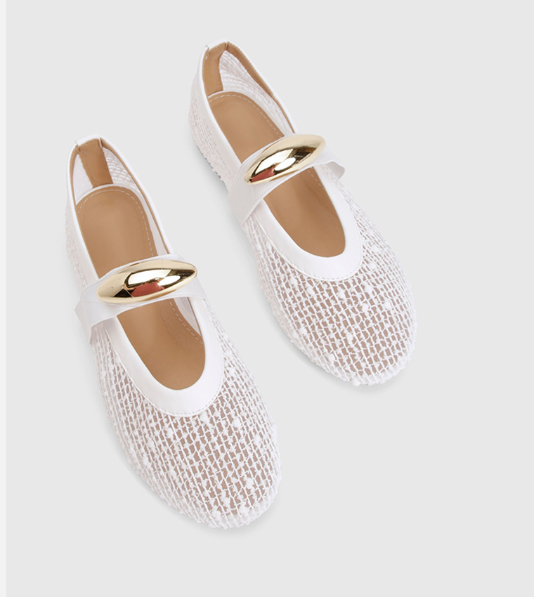 Gold Hardware Mesh Mary Jane Shoes