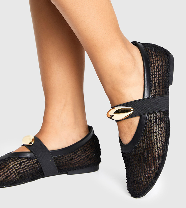 Gold Hardware Mesh Mary Jane Shoes