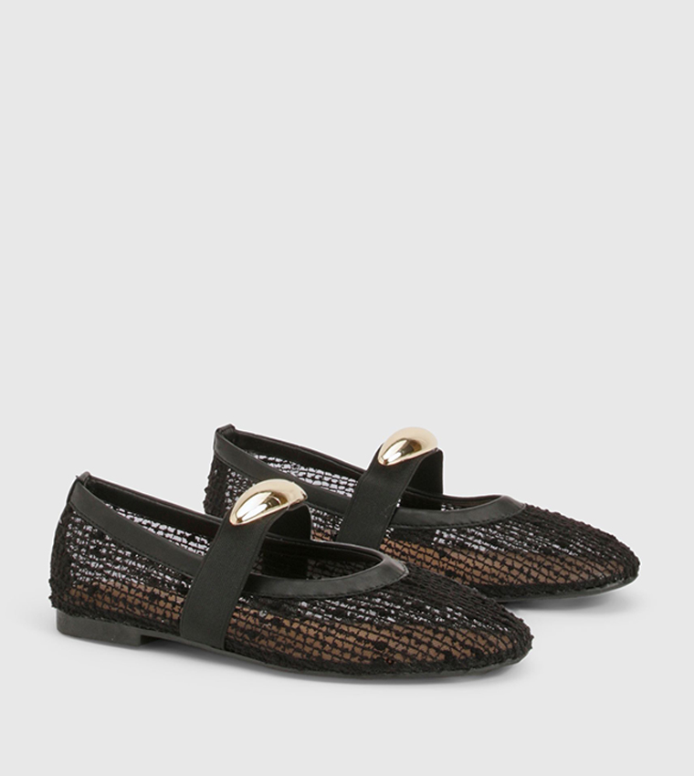 Gold Hardware Mesh Mary Jane Shoes