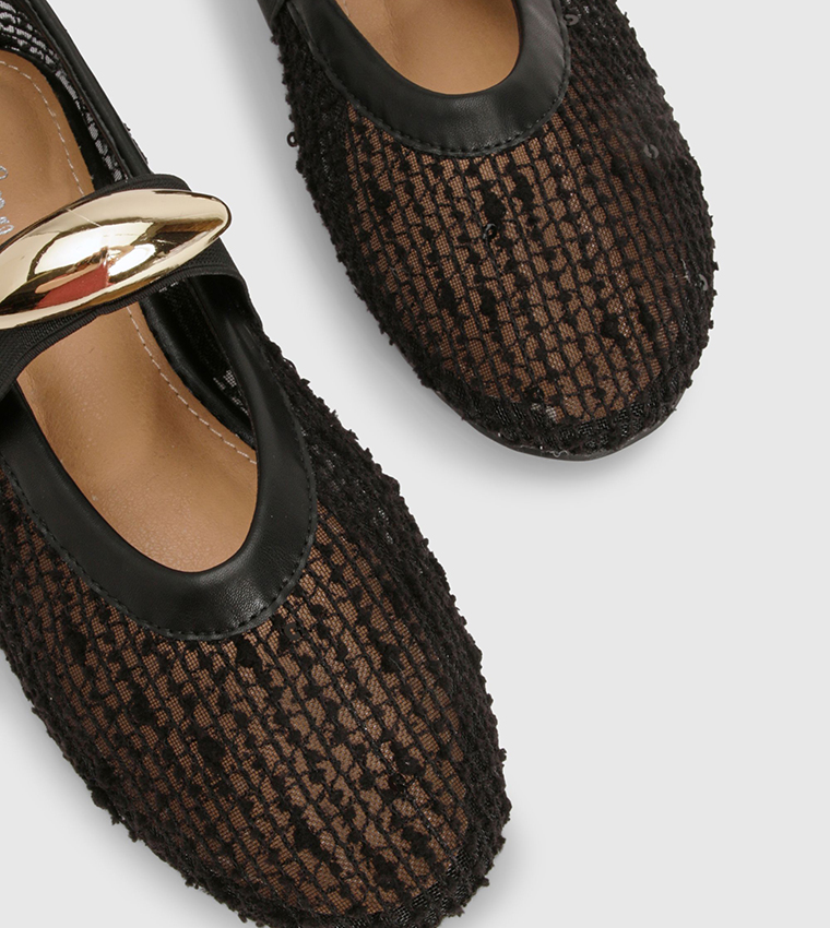 Gold Hardware Mesh Mary Jane Shoes