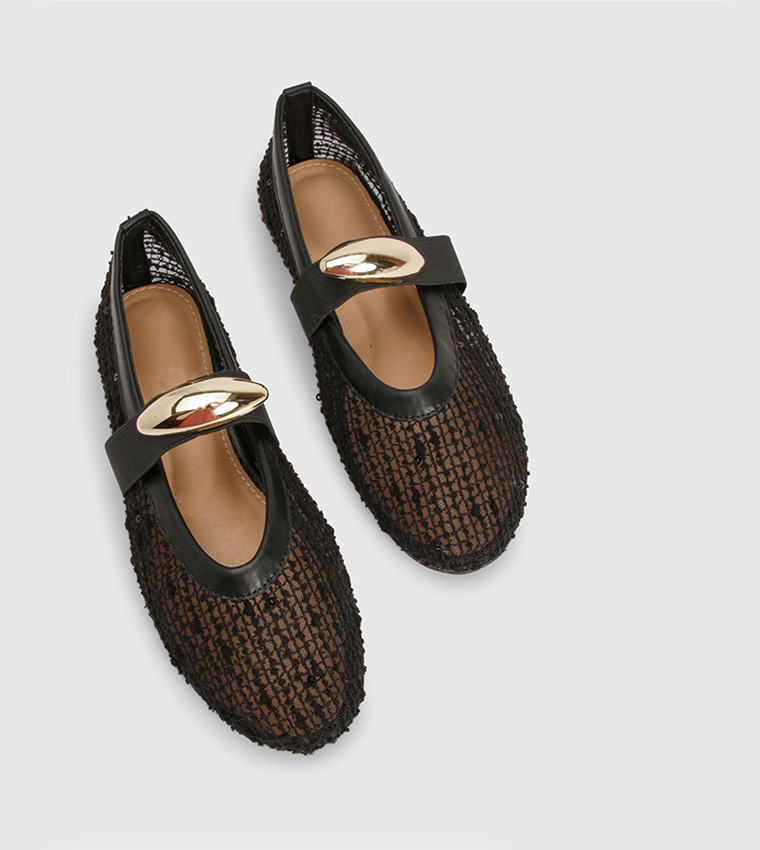 Gold Hardware Mesh Mary Jane Shoes