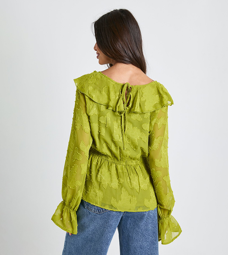 Burnout Floral Angel Sleeves Top