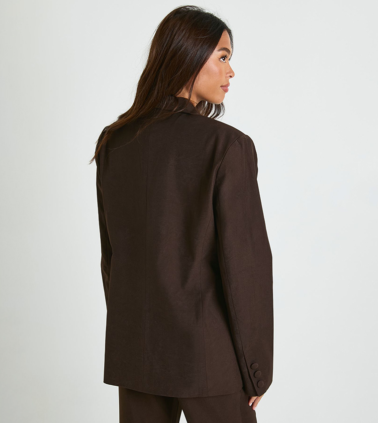 Double Breasted Cinched Waist Tailored Blazer