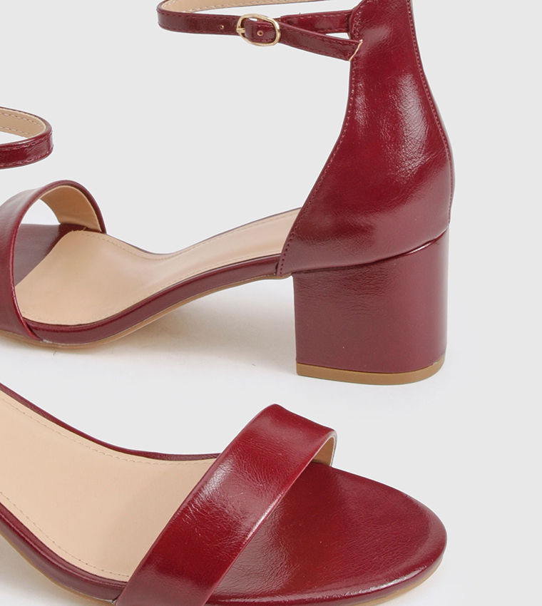 Buy Boohoo Wide Fit Low Block Heel Sandals In Red 6thStreet UAE