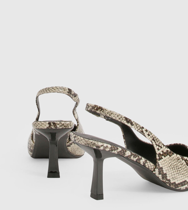 Snake Printed Slingback Pumps