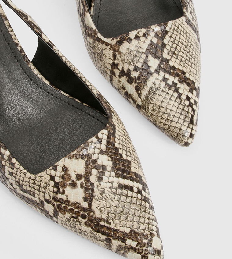 Snake Printed Slingback Pumps