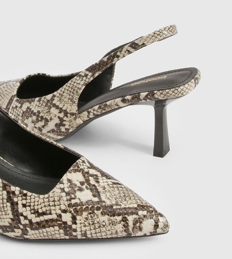 Snake Printed Slingback Pumps