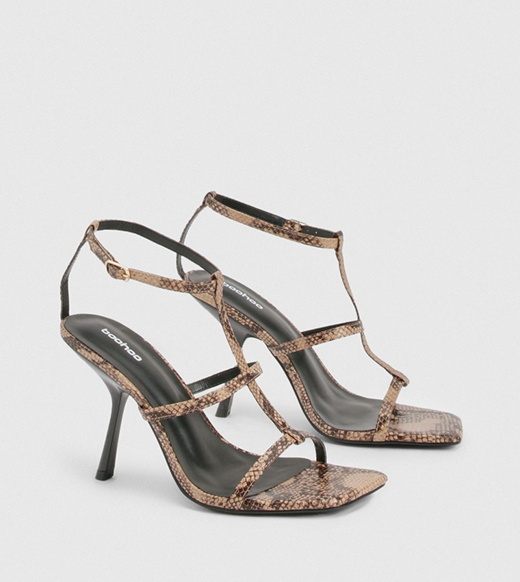 Snakeskin Strappy Heeled Sandals